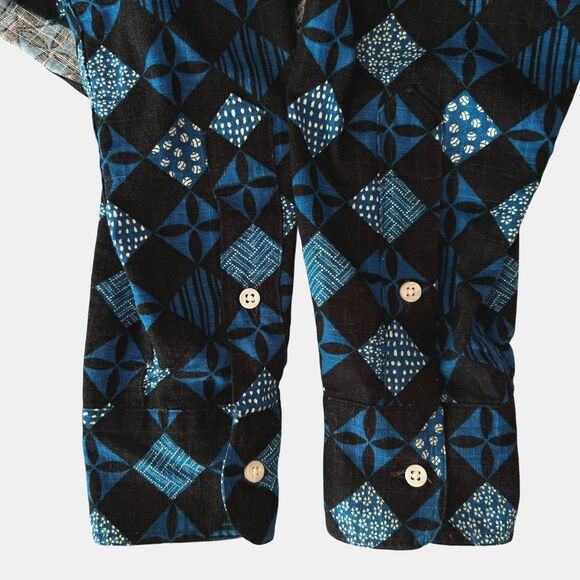 Gitman Bros Vintage Shirt Men's Asian Inspired Check Textured Cotton Small USA - Picture 7 of 13